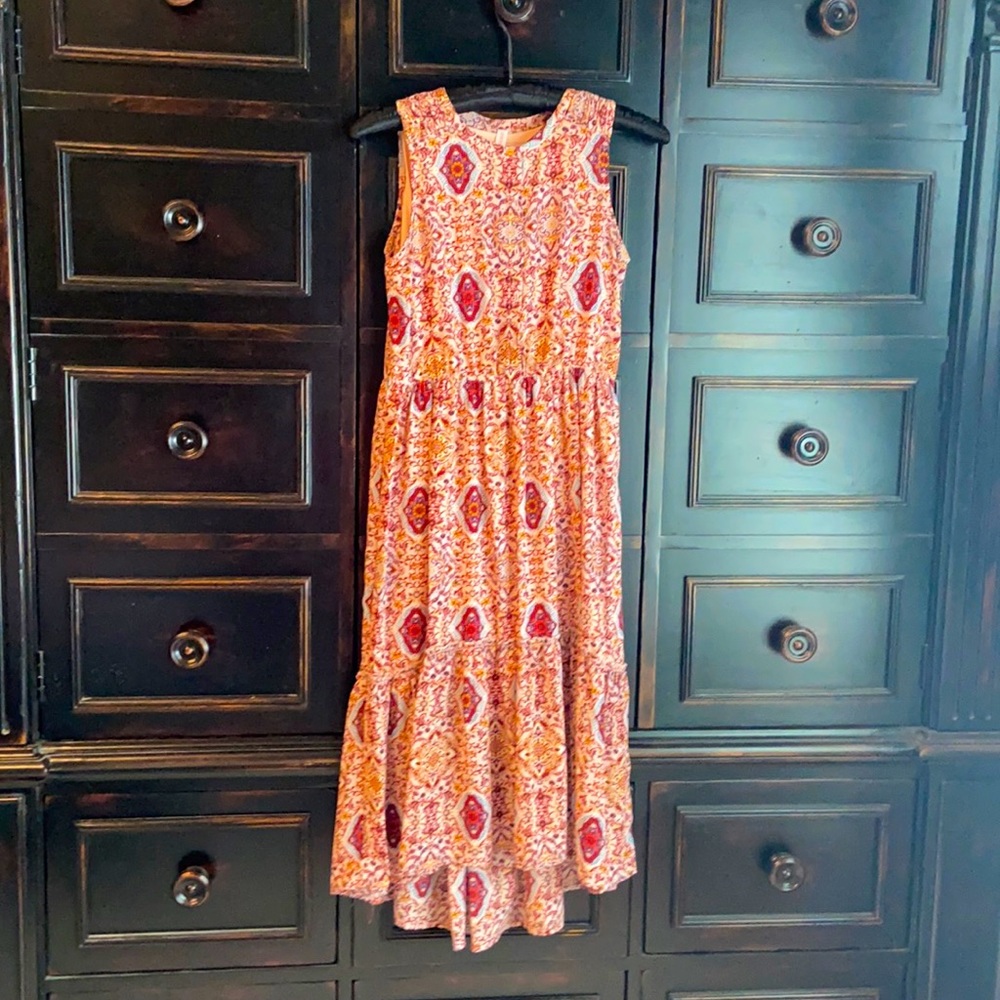 Burgundy and pink midi dress with removable slip dress for girls size large